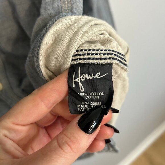 Howe Men’s Blue Button Down Long Sleeve Cotton Casual Shirt Size Medium - Picture 3 of 5